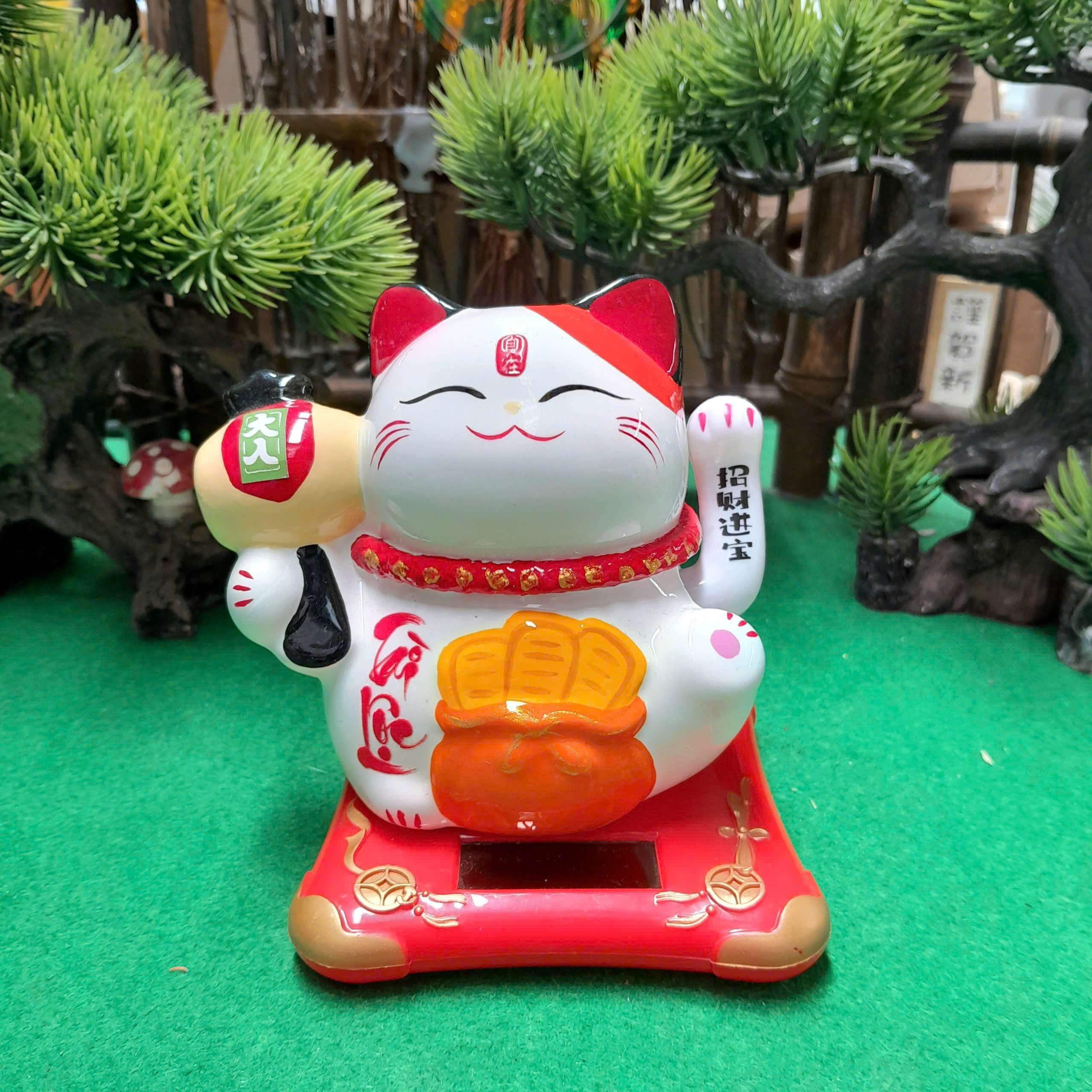 Mèo Thần Tài Vẫy Tay Năng Lượng Mặt Trời Cặp Đôi Japan